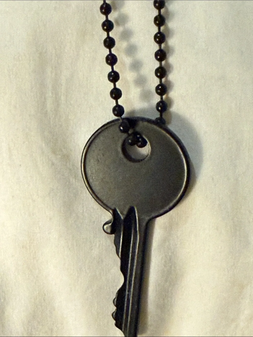 Black Key Pendant Necklace - Minimal Ball Chain